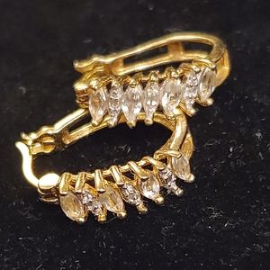 Gold Plated Sterling White Topaz and Diamond Earings